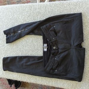Used black Paige skinny jeans, ankle zip, size 27